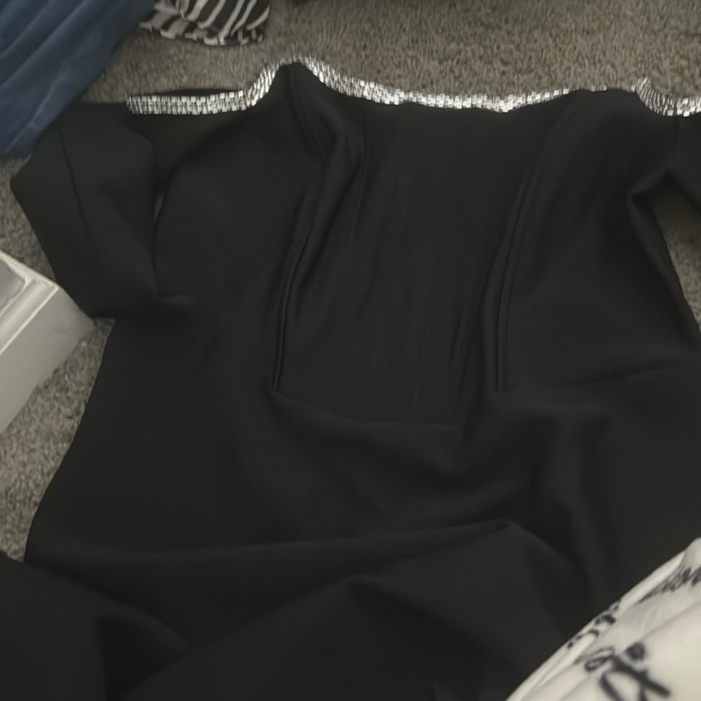 Black fashion nova off the shoulder we knee length bondage dress never worn